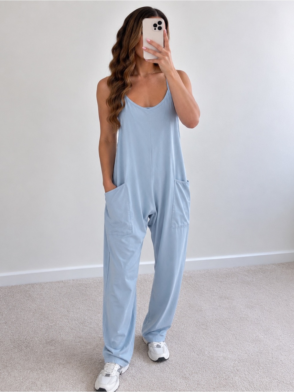 blue jumpsuit